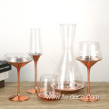 elegant wine glass decanter with gold plating bottom